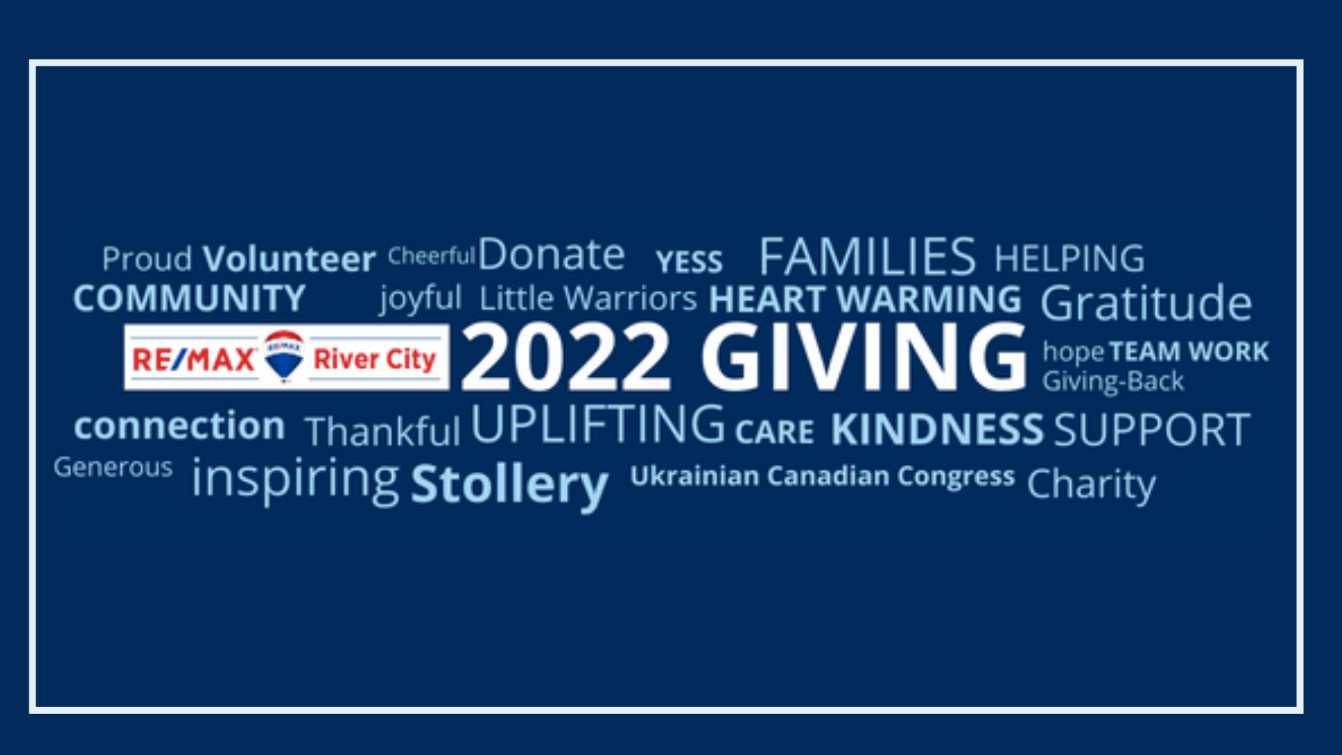 2022 Charity Donations from REMAX River City Edmonton, AB